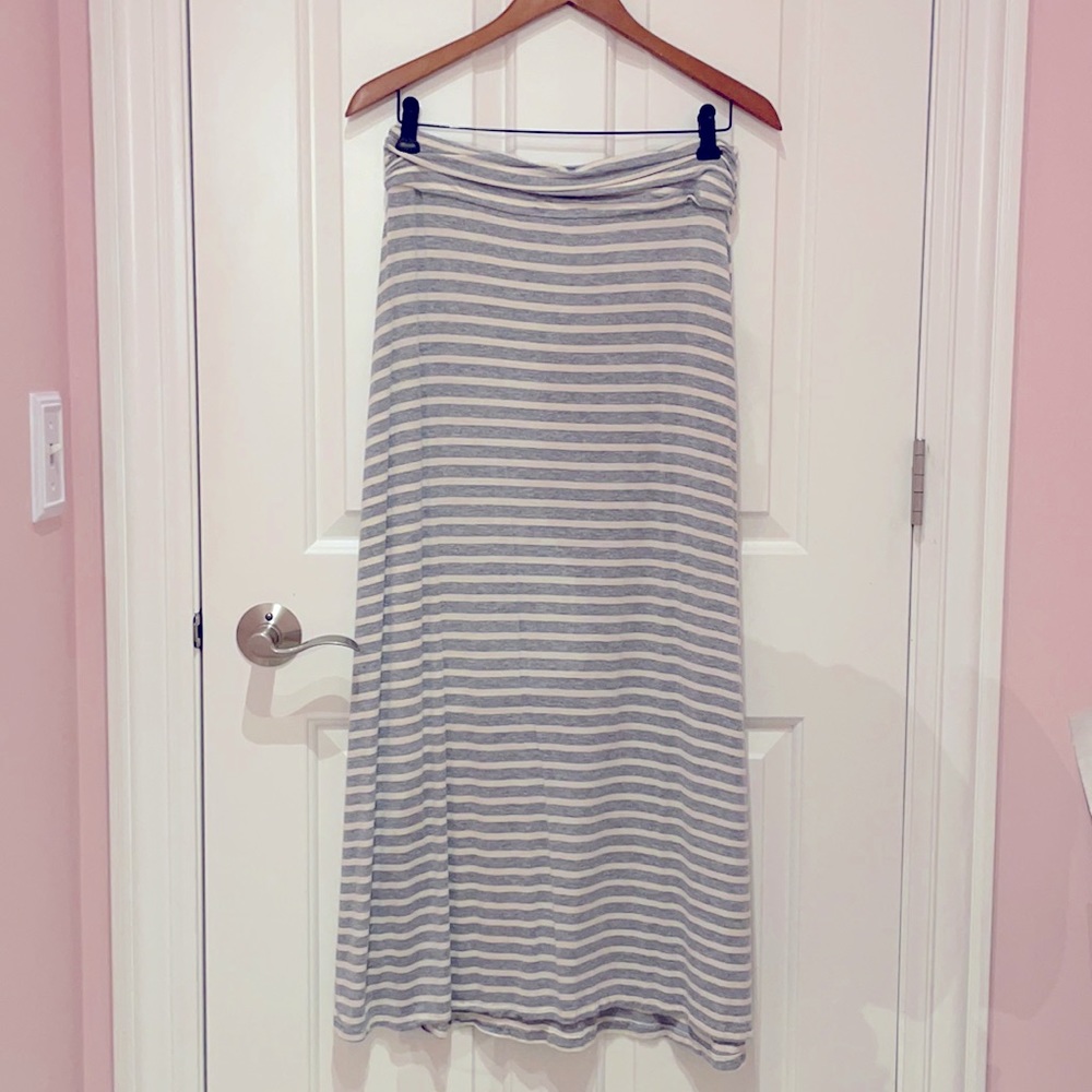 J. Crew gray/white stripe maxi skirt XS